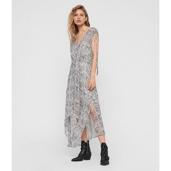 All Saints Kamila Zed Dress in All Over Zebra Size Medium - Picture 2 of 6